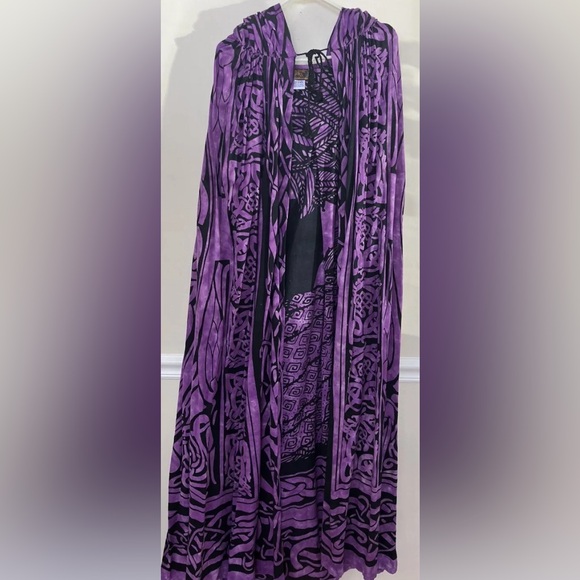 Ancient Circles Vintage Celtic Cloak Hooded Purple Black Fantasy Cosplay - Picture 1 of 8